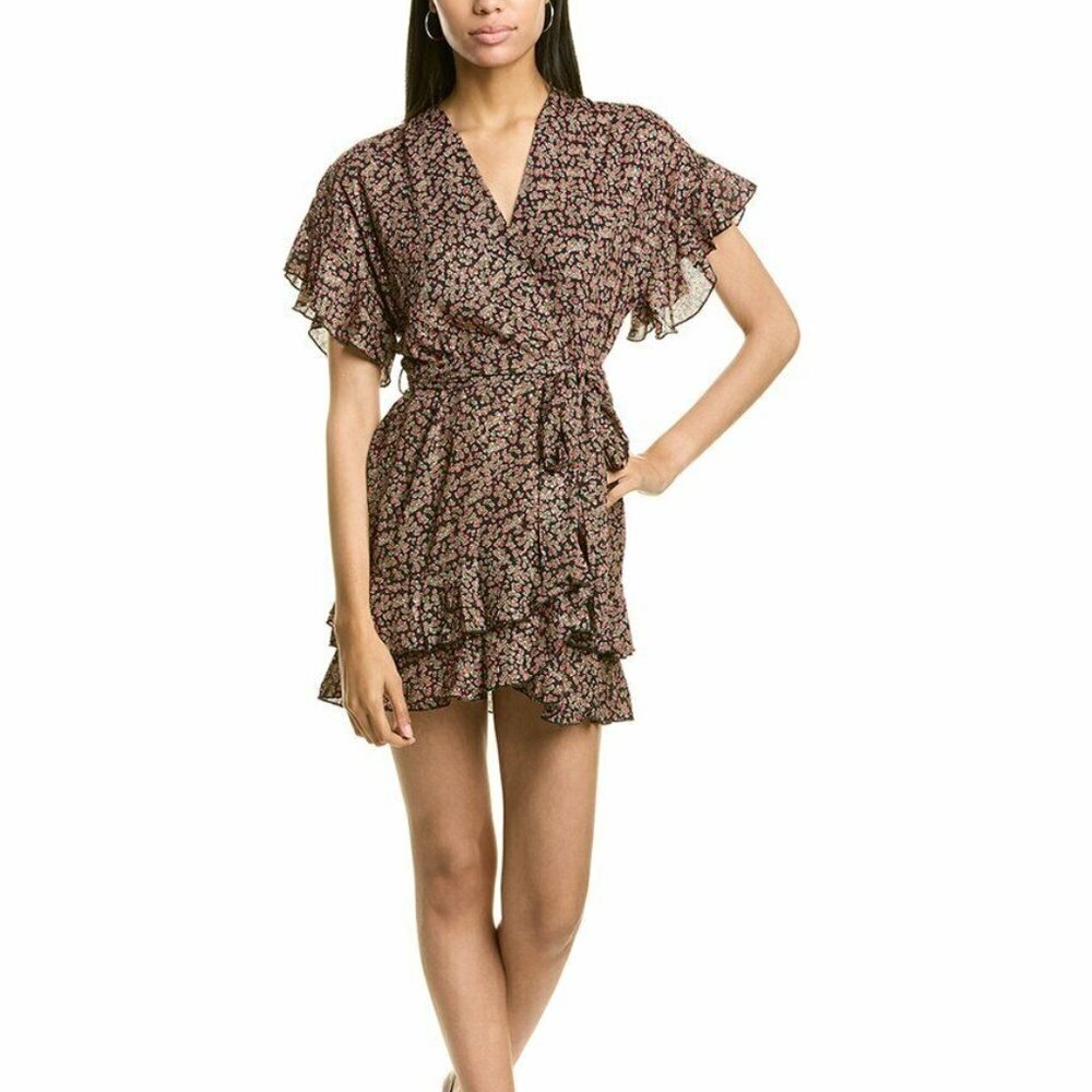 Sabina Musayevโ Womens Liri Multicolor Floral V Neck Mini Wrap Dress Size OS